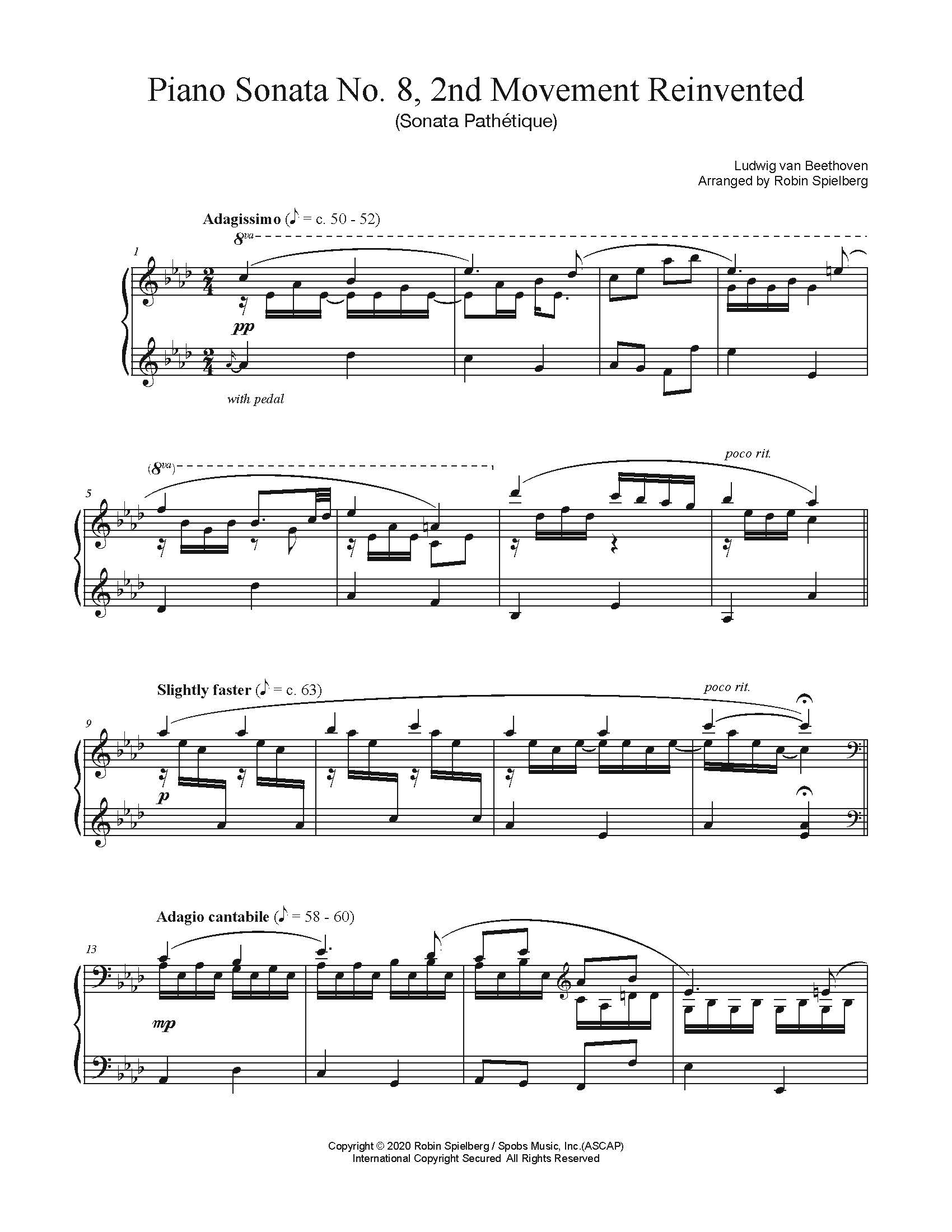 Piano Sonata No. 8, 2nd Movement Sonata Pathétique ~ Robin Spielberg ~ Piano Music